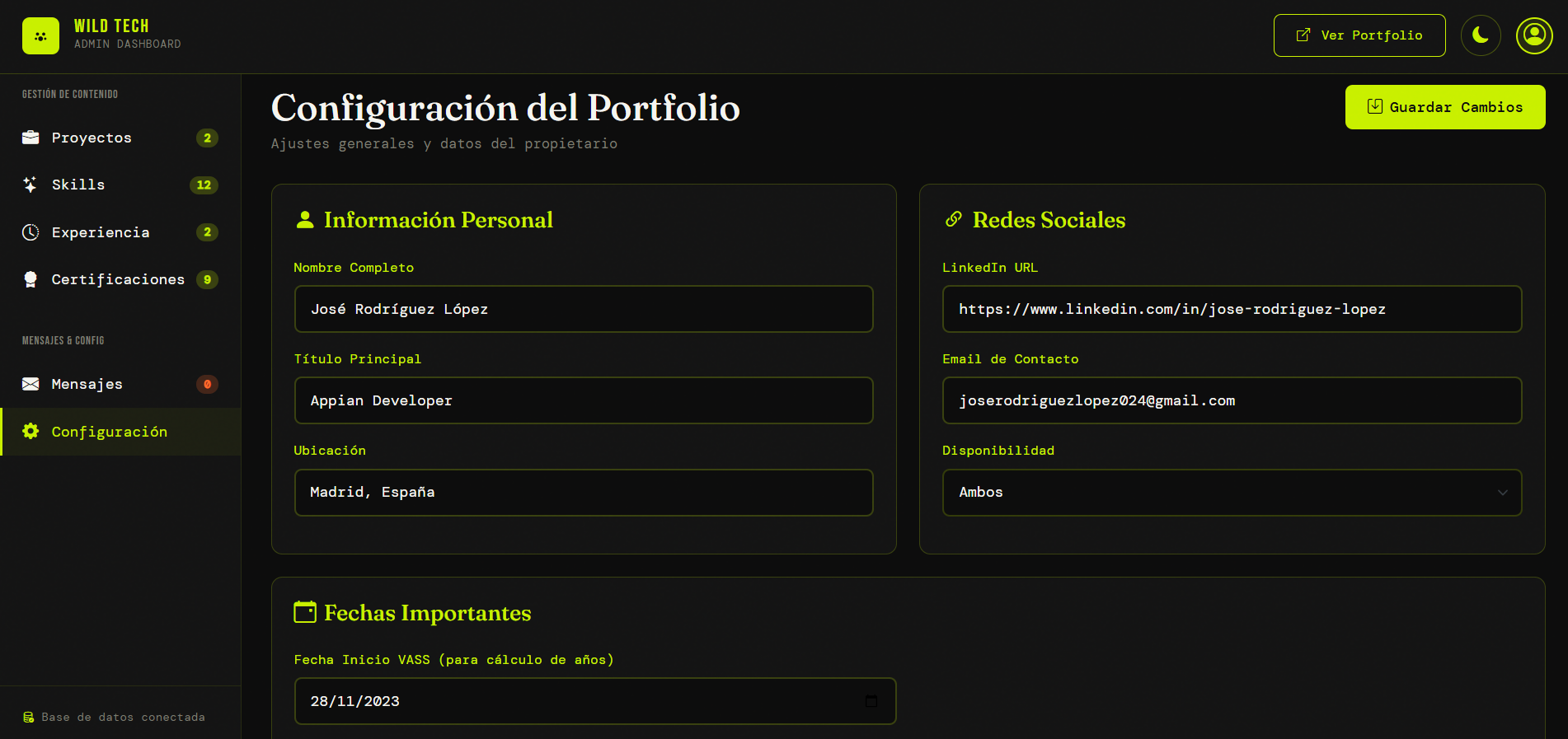 Portafolio web de desarrollador — José Rodríguez López