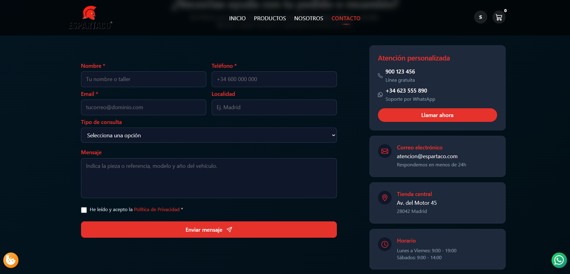 Espartaco — Tienda online de recambios de automóvil