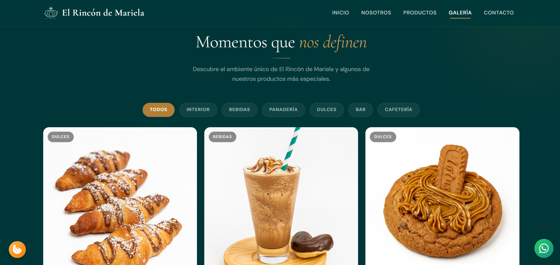 El Rincón de Mariela — Web para cafetería, panadería y bar